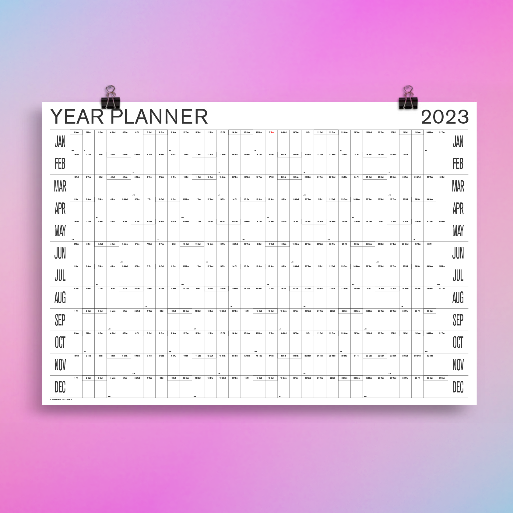 2023 wall planner